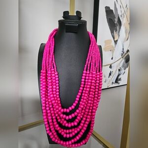 Vibrant Pink Beaded Necklace